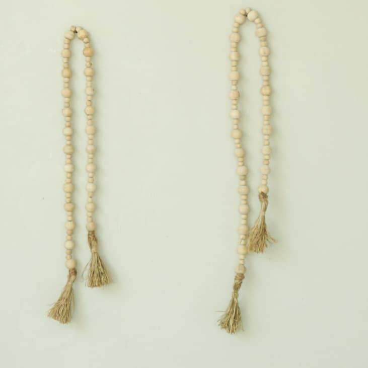 Set of 2 Beaded rustic Curtain tie back