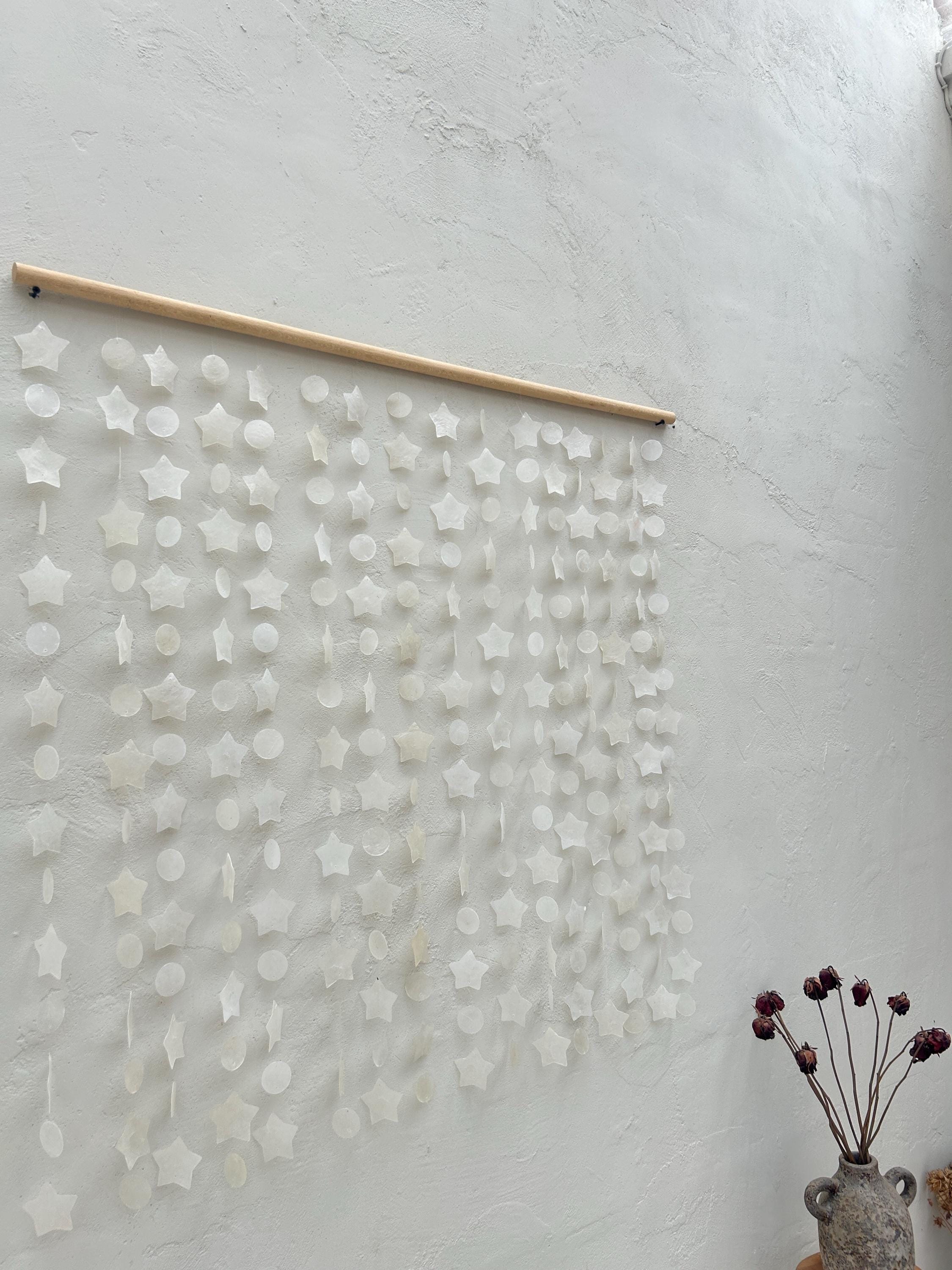 The Moon and The Star White capiz shell wall hanging | Nursery capiz shell wall hanging | Christmas beach house boho wall hanging
