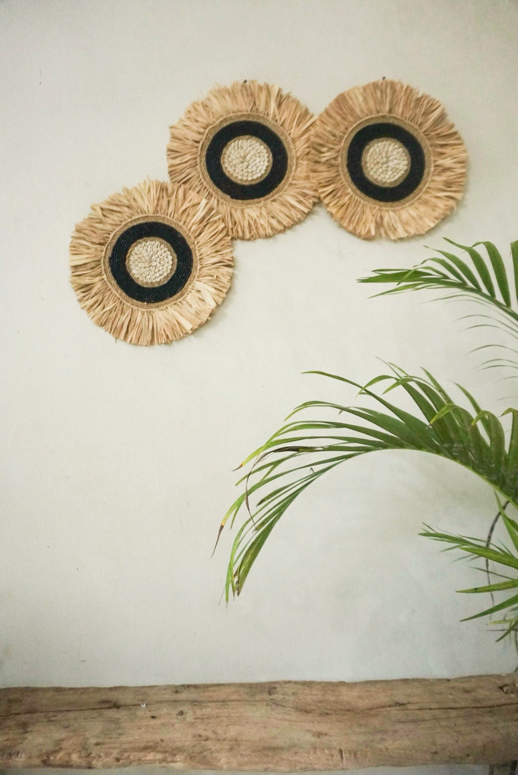 Set of 3 Black Seagrass Beads Wall Decor – Coastal Boho Hanging