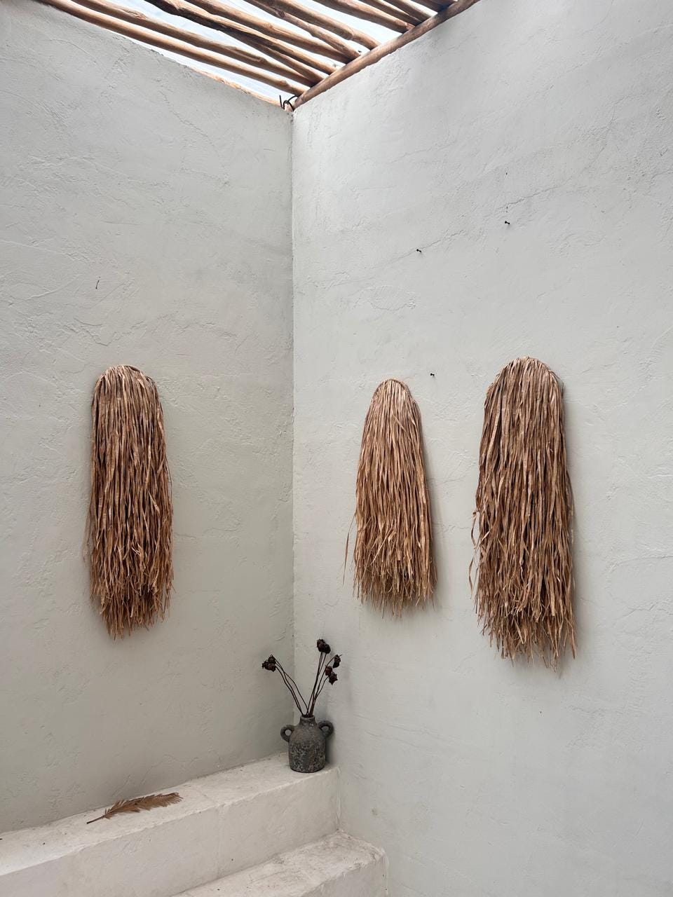 Raffia Wabi Sabi Wall Art | Handmade Natural Fiber Decor | Minimalist Boho Home Accent | Organic Textured Wall Hanging