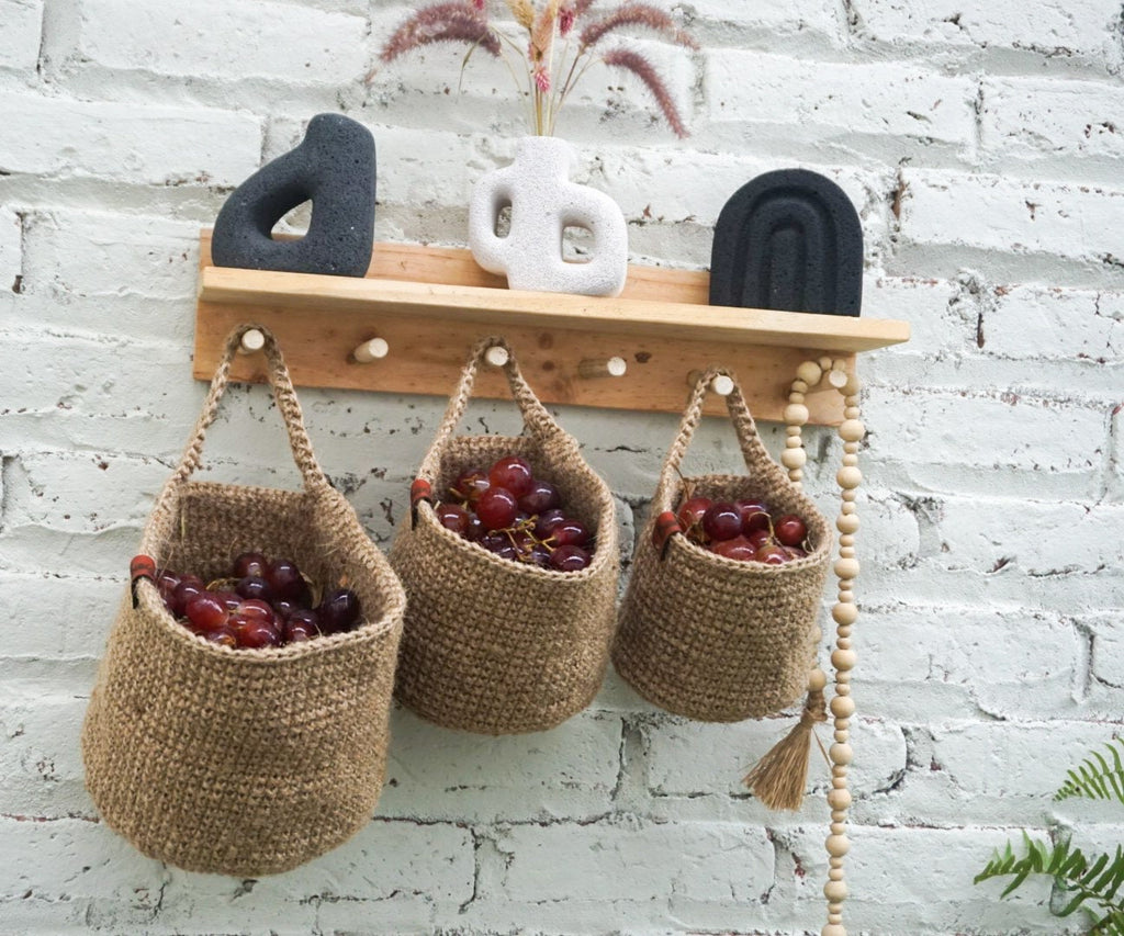 Jute Hanging Basket – Handmade Farmhouse Kitchen Storage