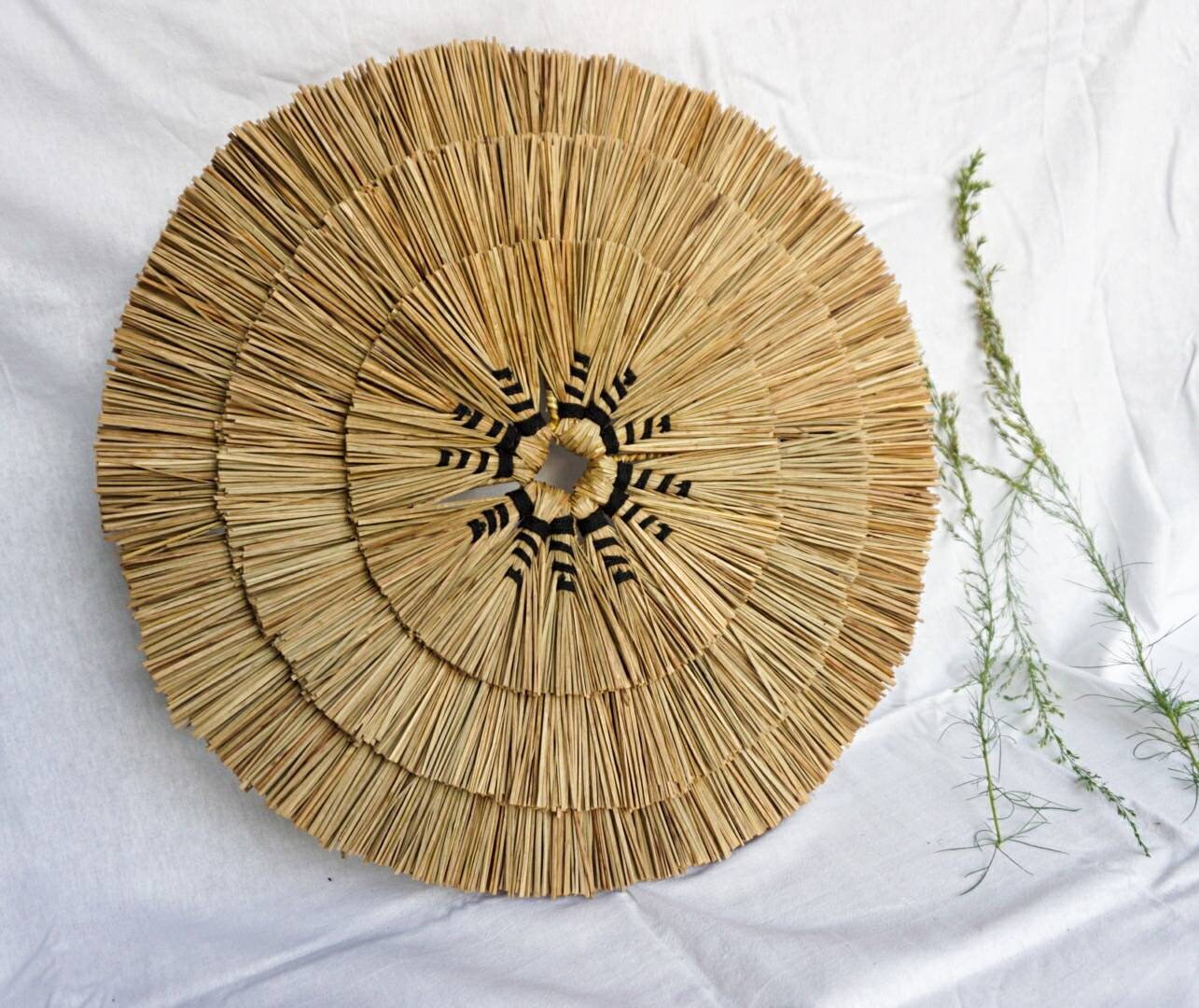 Black Macramé Seagrass Wall Decor – Round Bali Wall Hanging