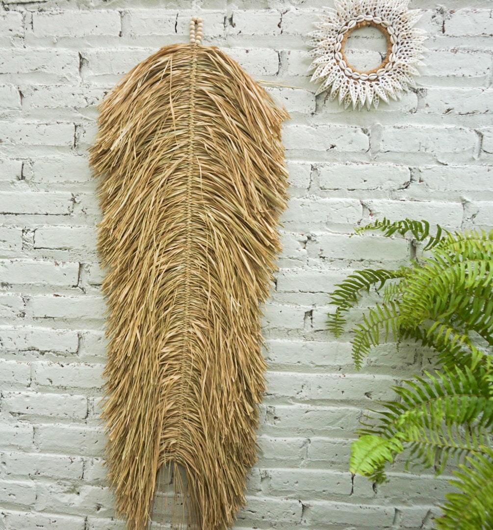Bali Art seagrass natural wall hanging | extra large fringe raffia wall decoration | boho wall tapestry bali