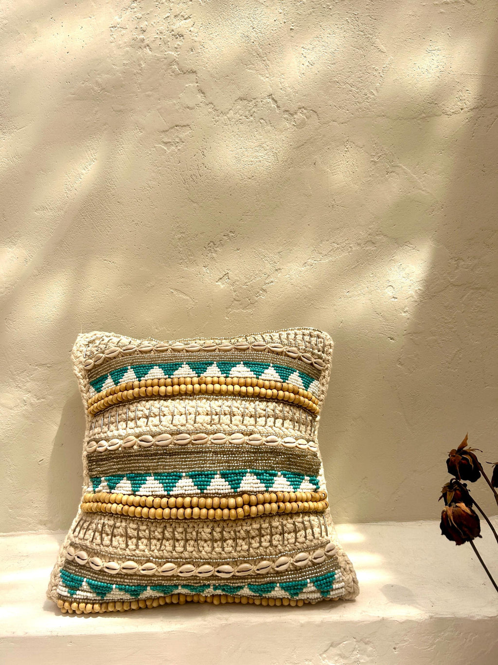 Boho Beaded Pillow Cover for Home Decor