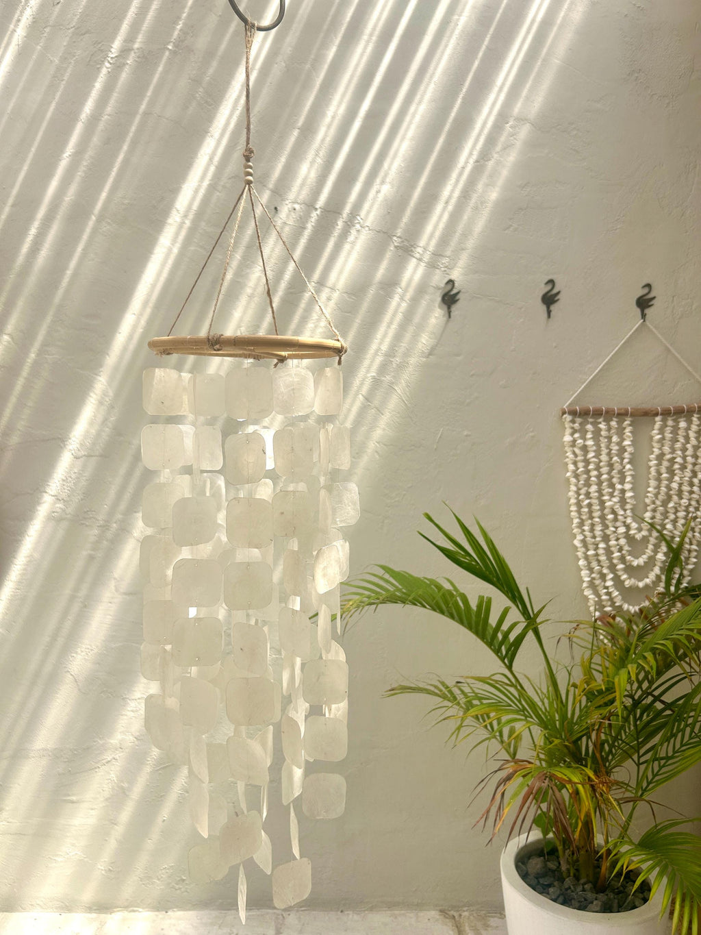 Large White Square capiz shells wind chime