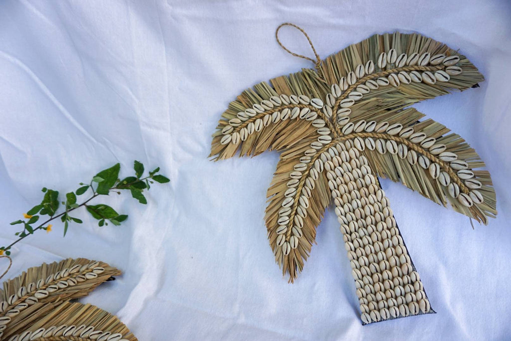 Palm shape Shells boho decor | sea shells palm tree wall hanging | shells wall art