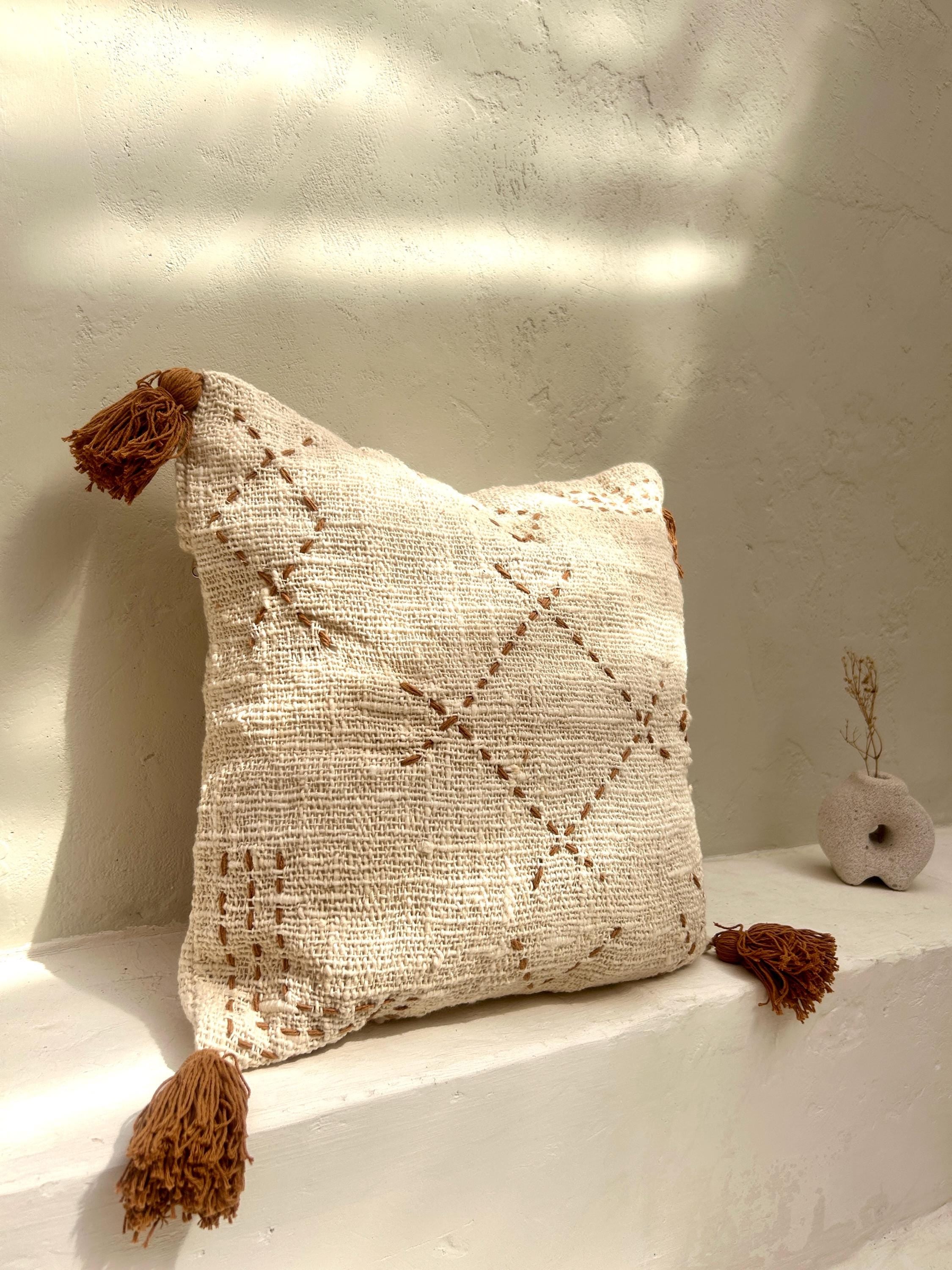 40cm x 40cm Boho minimalist pillow cover | Modern Farmhouse pillow cover | Natural white pillow cover