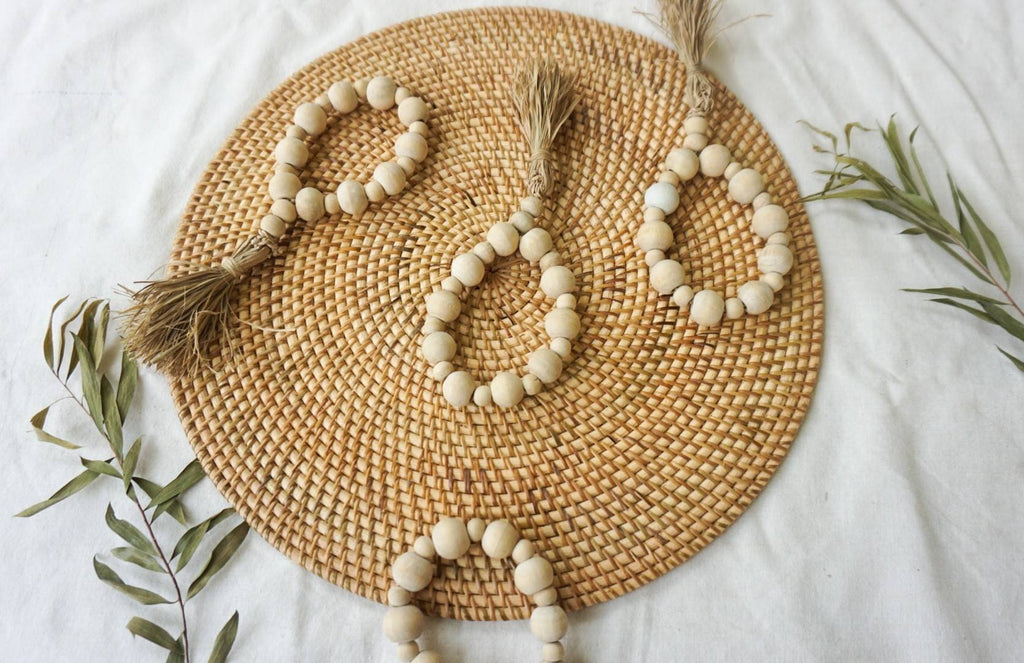 Farm house wooden bead napkin ring | Wood beads napkin holder | Boho napkin holder | Set of 4| Farmhouse table setting