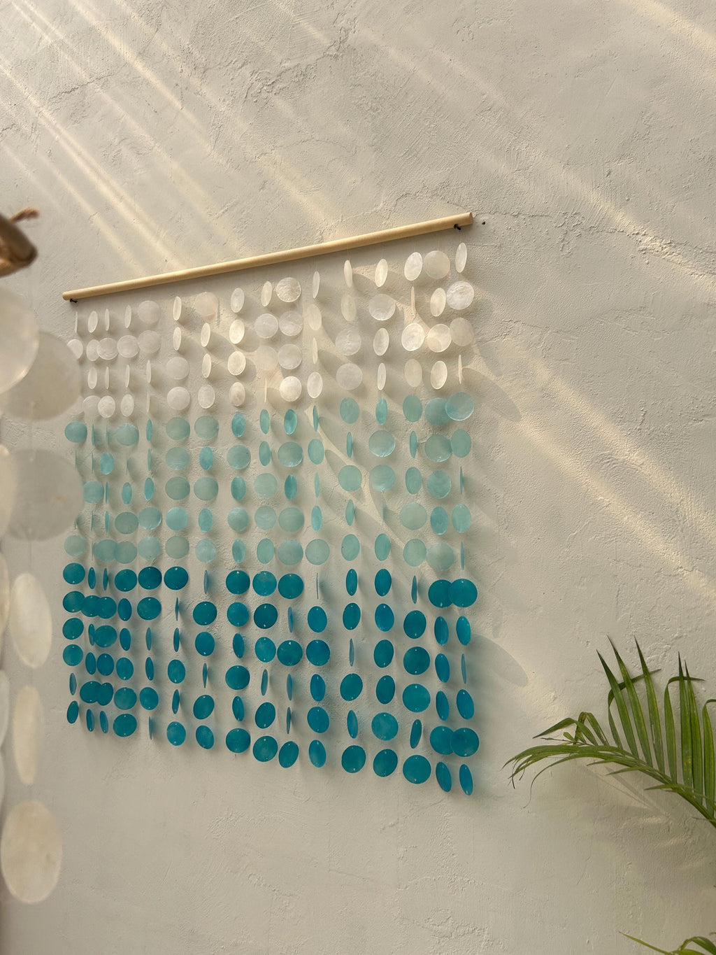 Blue Gradation Capiz Shell Beach Boho Wall Hanging