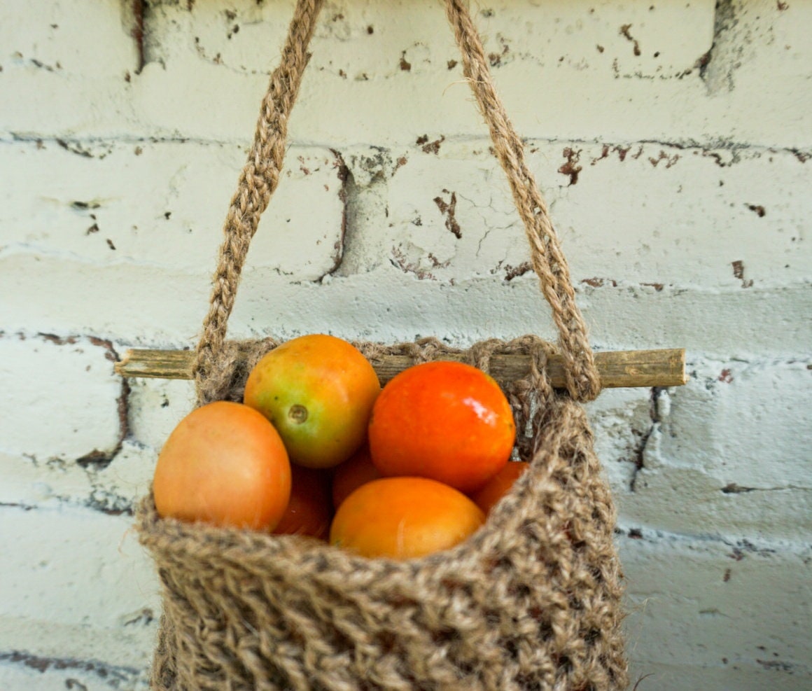 Set of 2 Jute Hanging Baskets – Large Natural Twine Storage