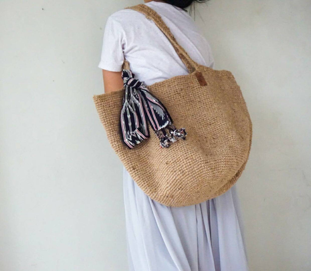 Super Large Jute Crochet Shopper Tote Bag