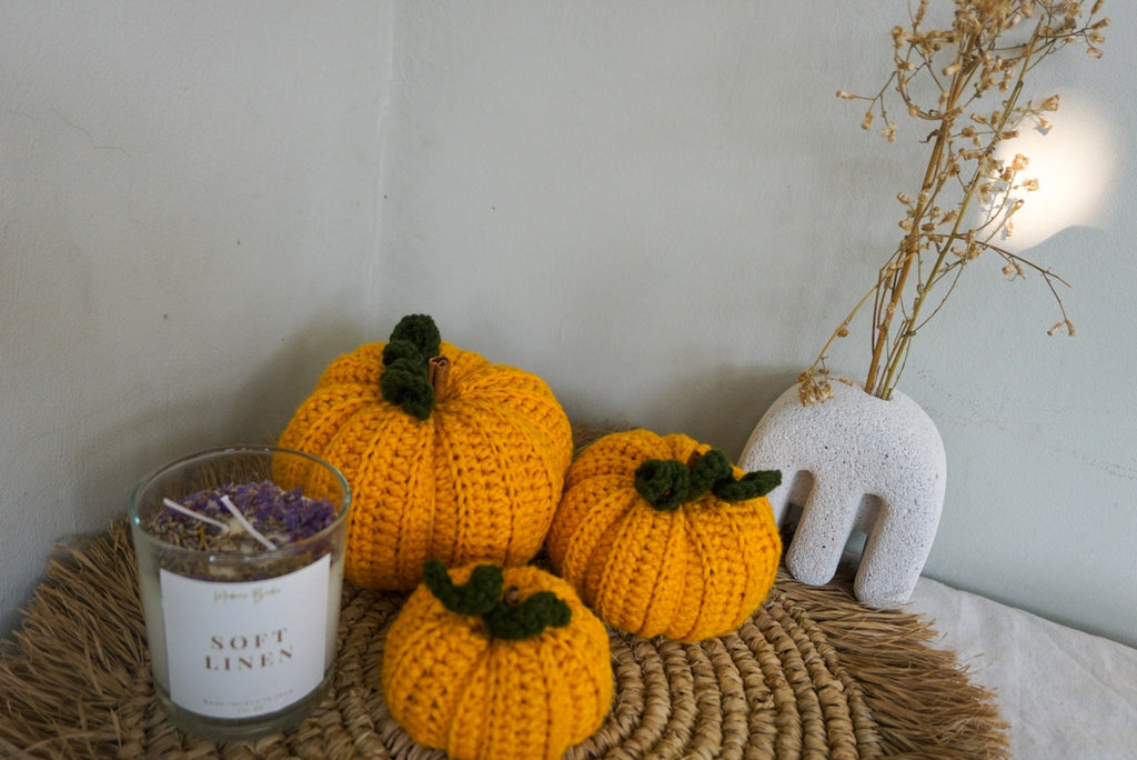 Fall crocheted pumpkin decor | Handmade pumpkin home decora | Halloween decor crochet pumpkin | Pumpkin autumn decor | Mustard Pumpkin