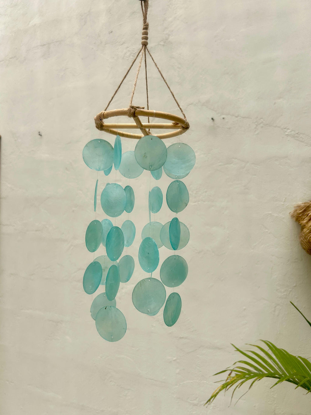Small Sea Blue Round capiz shells wind chime