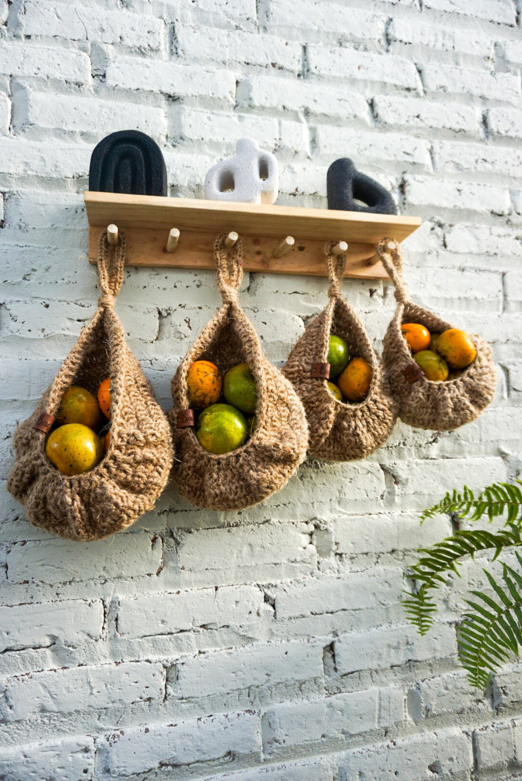 Jute Crochet Teardrop Hanging Basket – Farmhouse Kitchen Storage