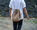 Small Jute Crochet Bucket Backpack – Handmade Gift