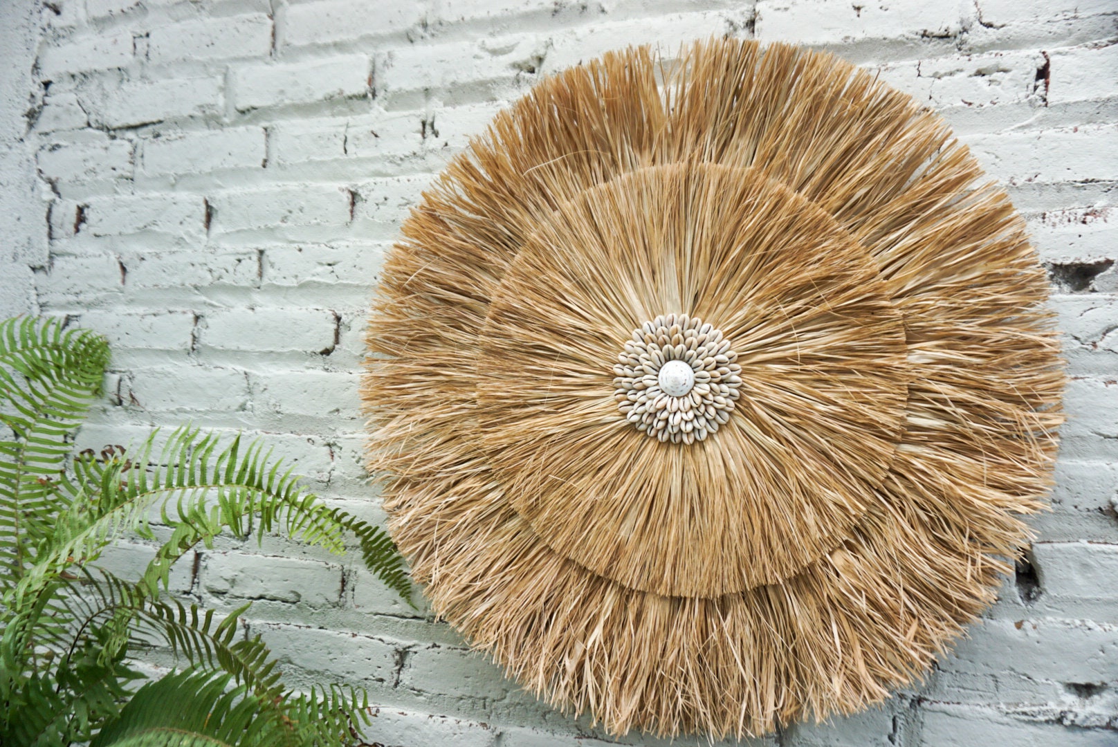 Extra large seagrass wall hanging | Seagrass nautical wall decor | boho round large seagrass shell